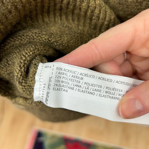 MANGO Neutral Brown Minimalist Wool Blend Long Sleeve Mini Knit Sweater Dress 6 - Picture 6 of 6